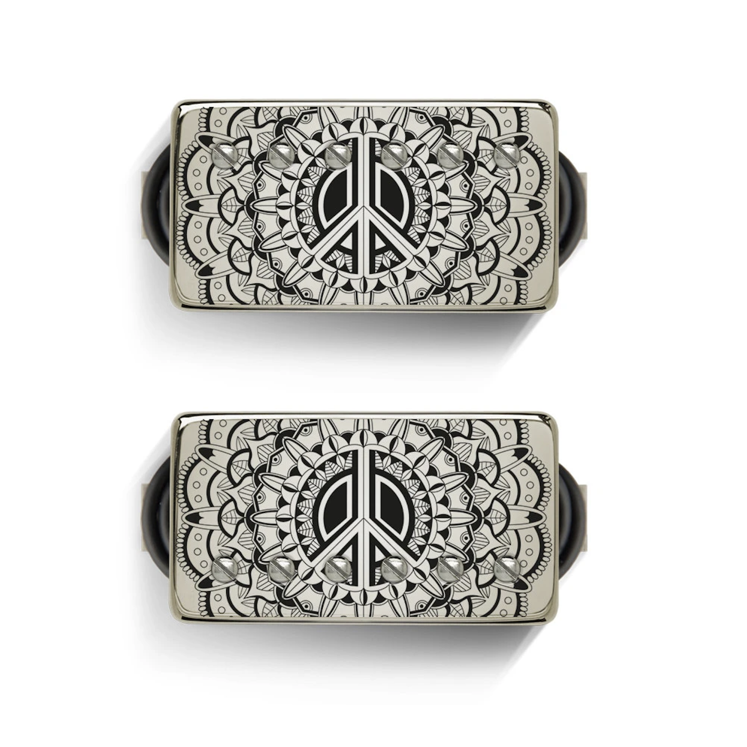 Bare Knuckle PEACEMAKER Humbuckers SET - Bridge 50mm - Covered Nickel - Mandala Etch - Nickel Screws - 6 Strings