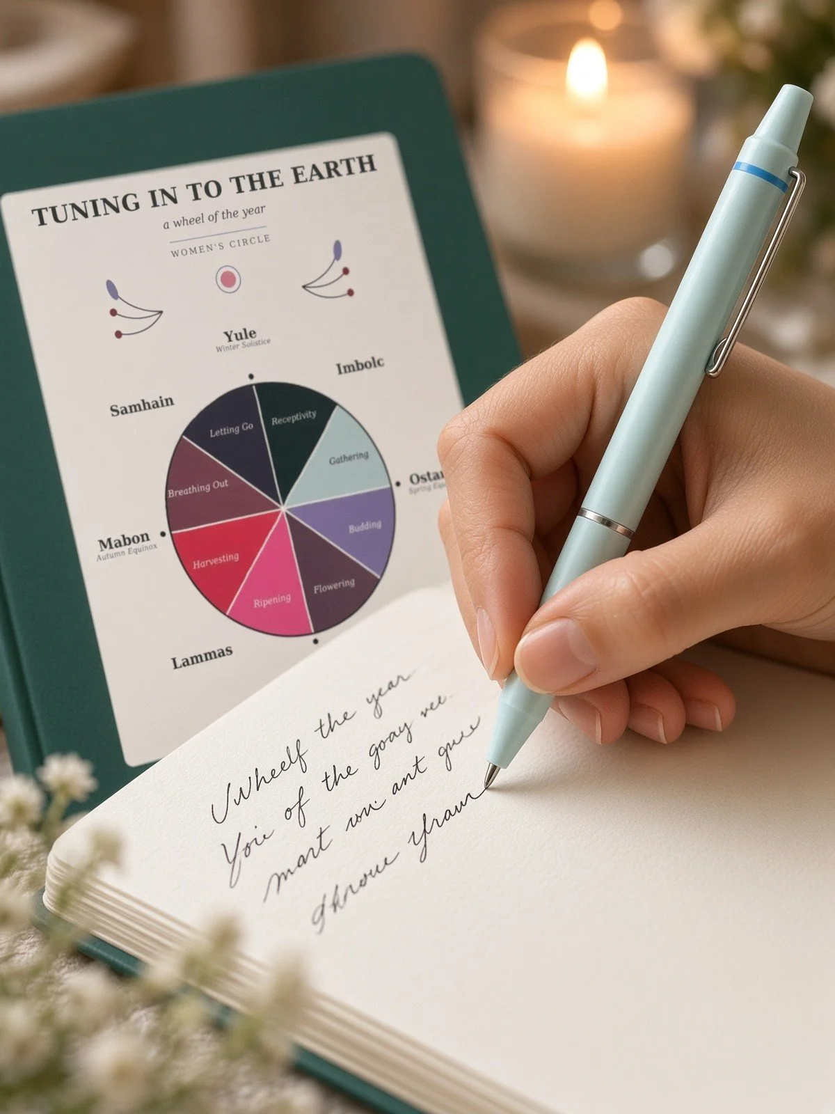 Bloom Circle journal pad with writing