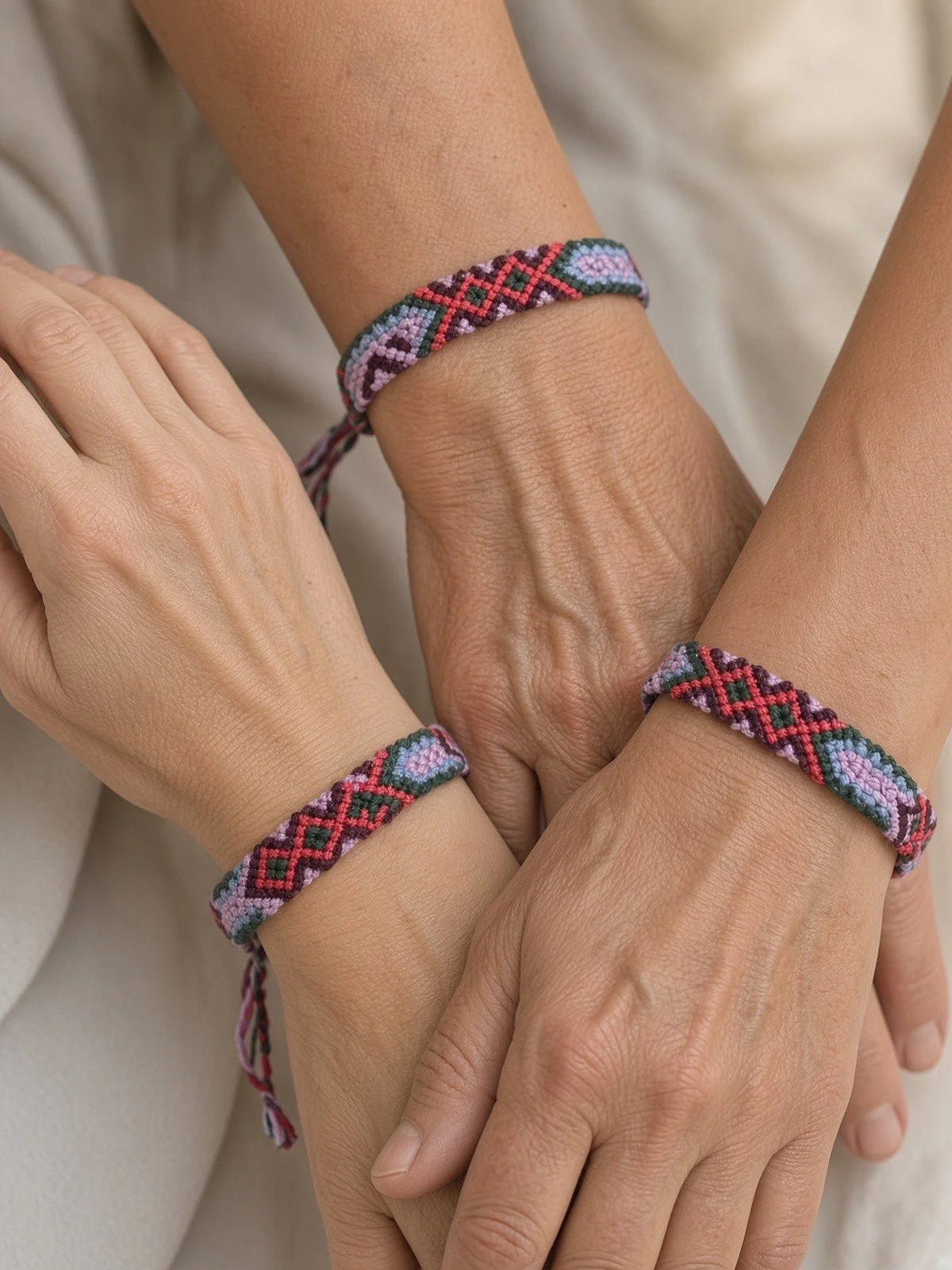 women connecting wearing friendship bracelets