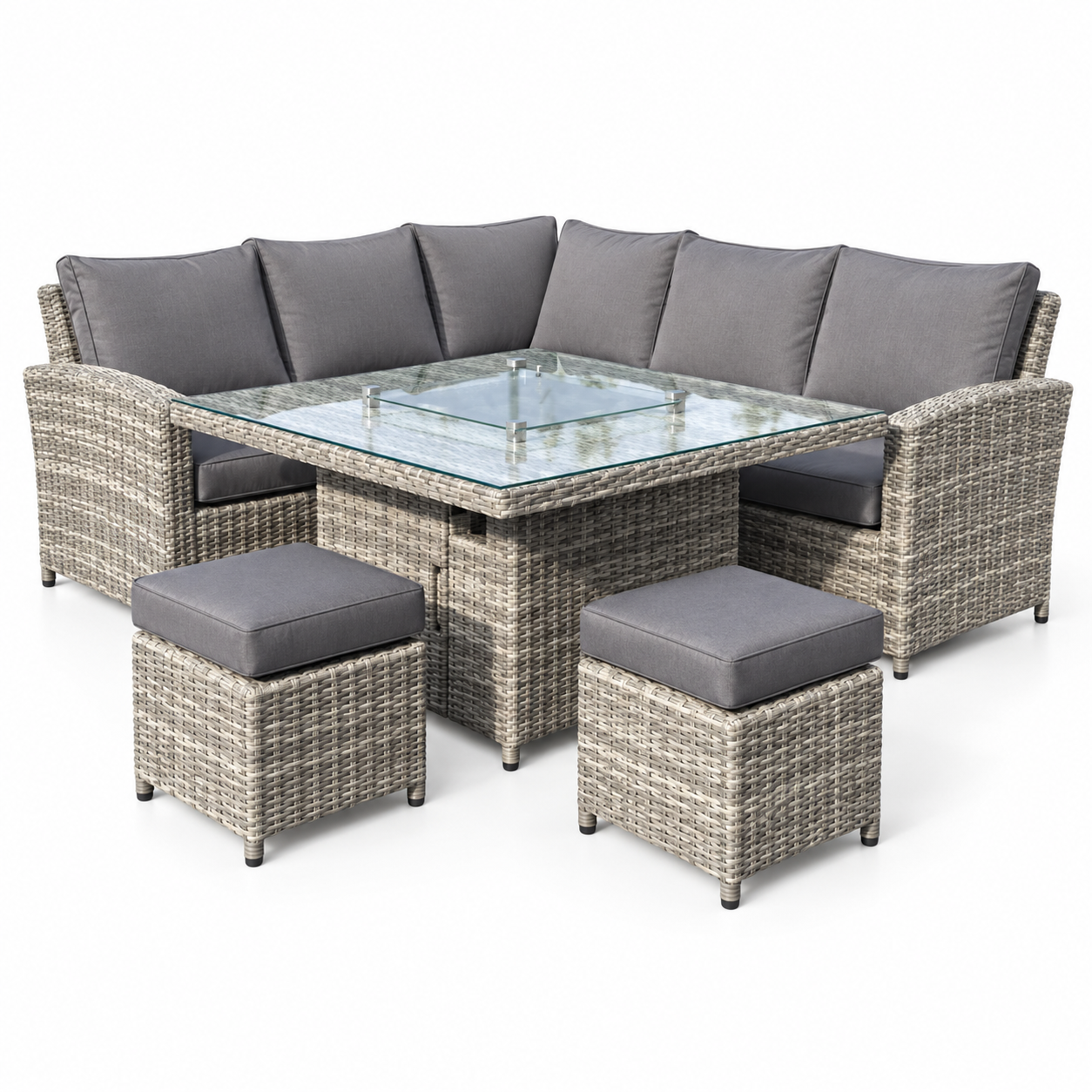 Alum. 5pc Dining set with firepit