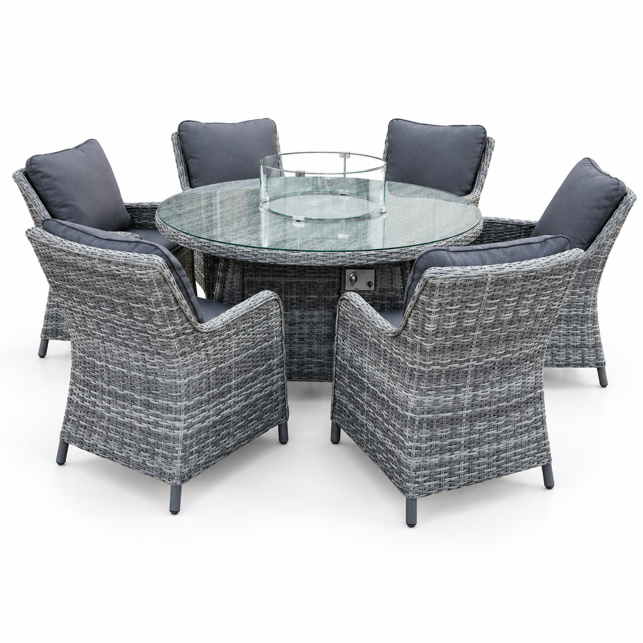 Alum. 7pc Dining set with firepit