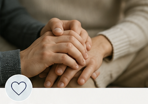 Two people holding hands, representing comfort and connection in the therapeutic relationship
