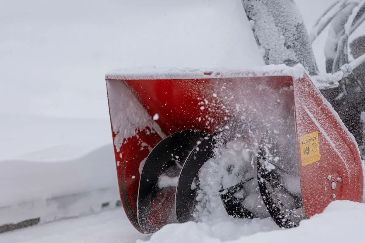 Snowblowing a sidewalk in Clifton Park, NY