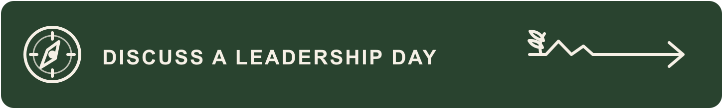 Green banner with a compass icon on the left and text that reads "Discuss a Leadership Day".