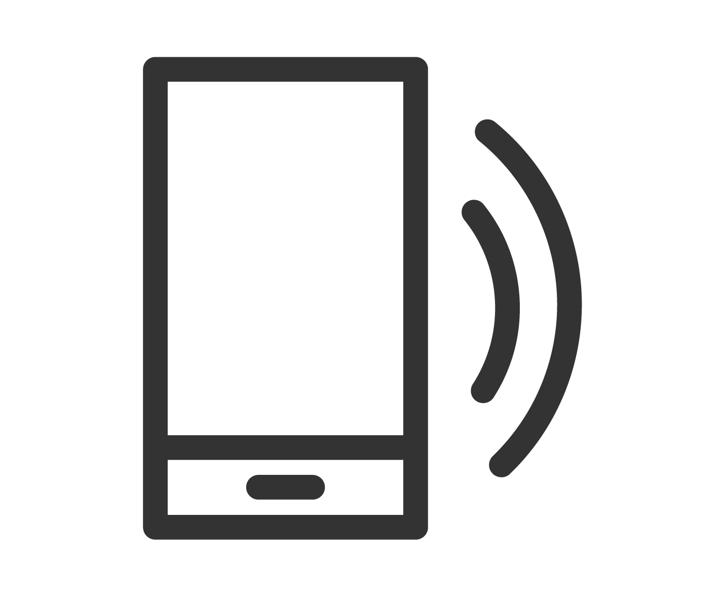 Icon of a smartphone with sound waves indicating a call or notification.