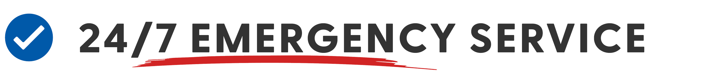 24/7 emergency service logo with checkmark symbol