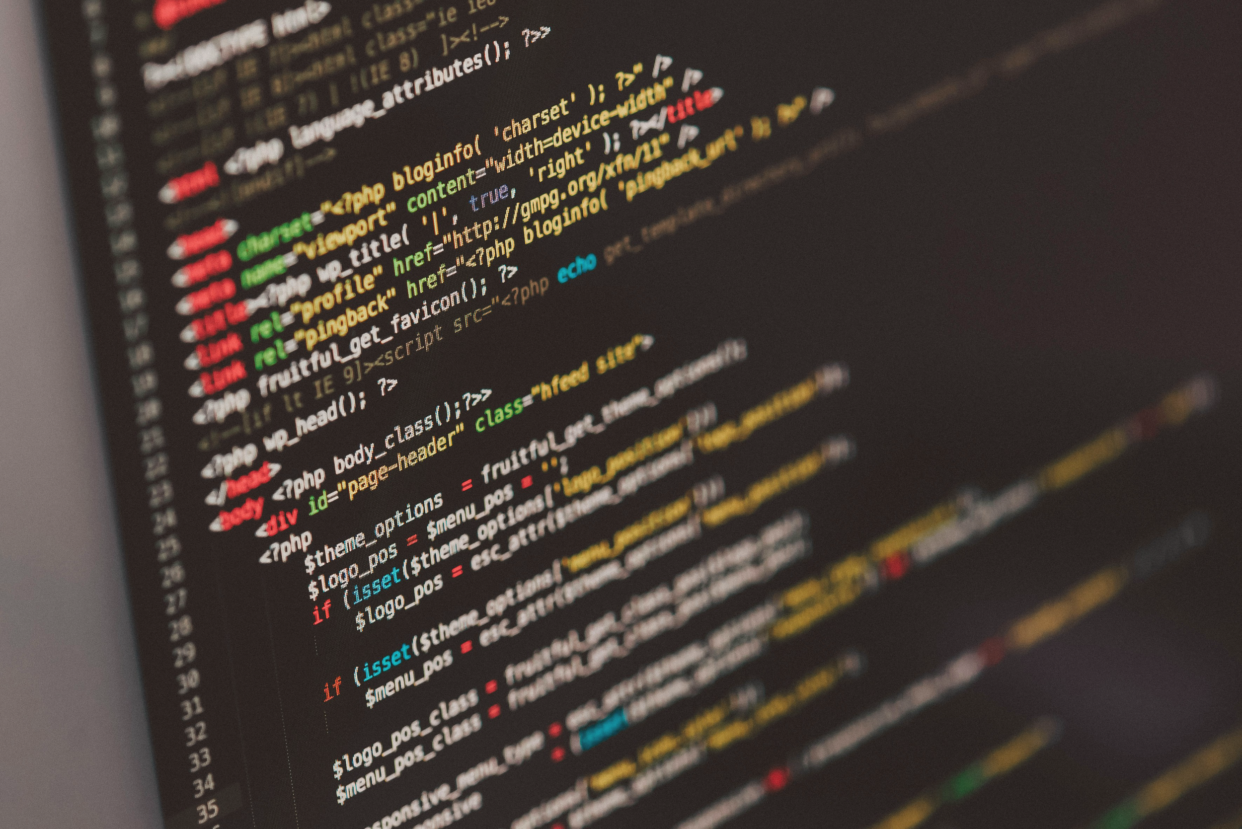 Code being shown over dark screen