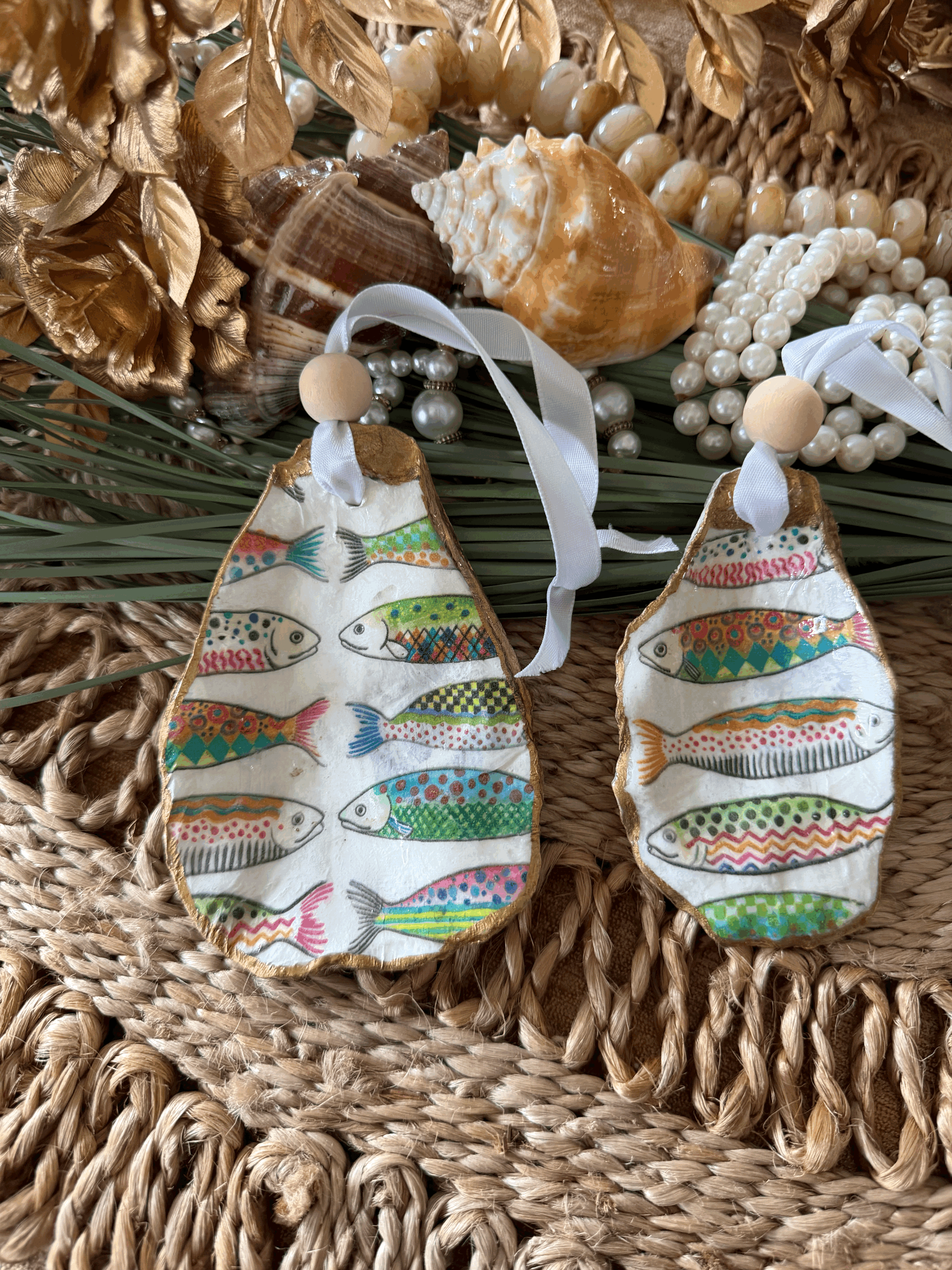 Fish Oyster Shell Ornament