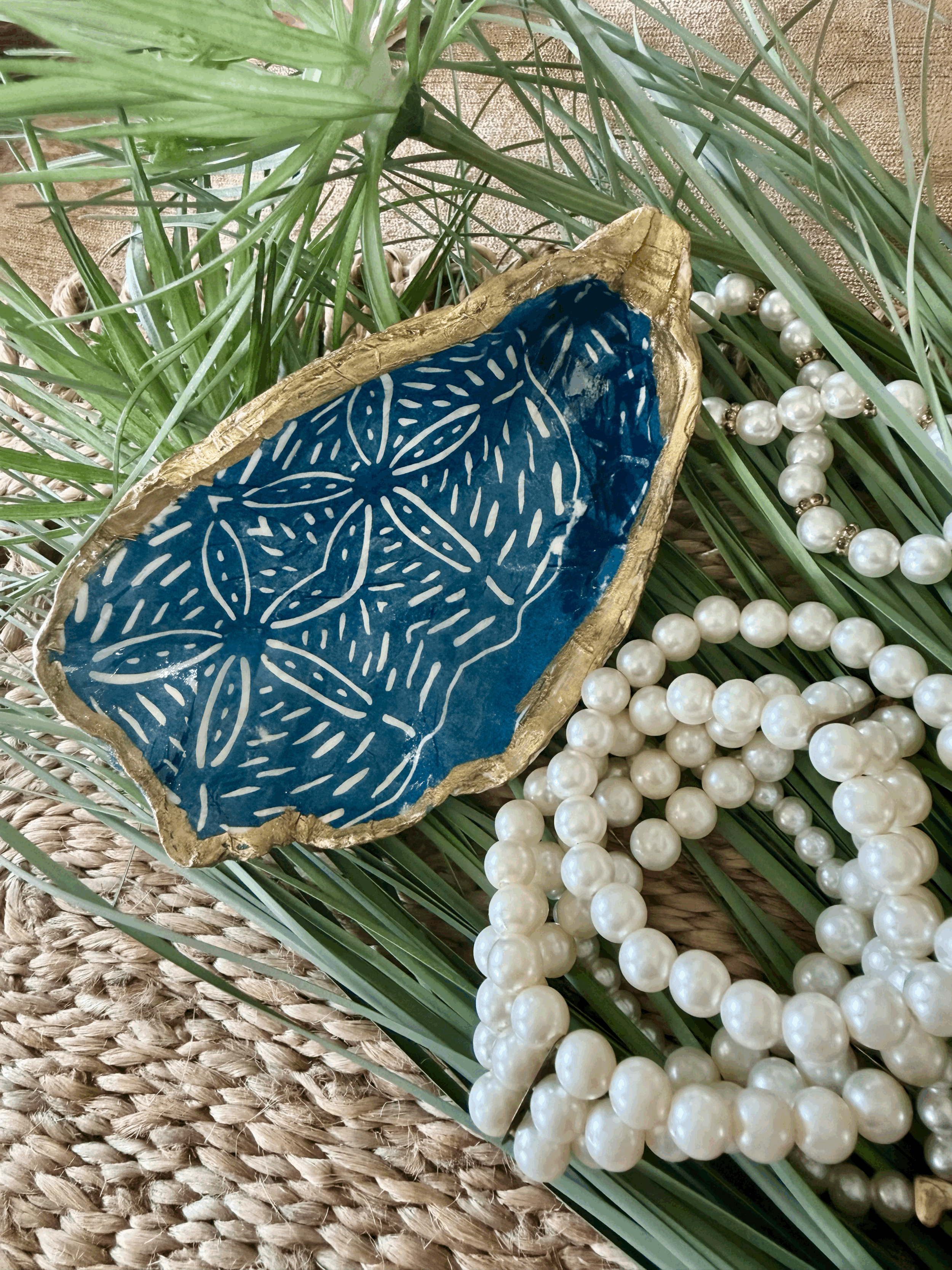 Blue Sand Dollar Oyster Trinket Dish