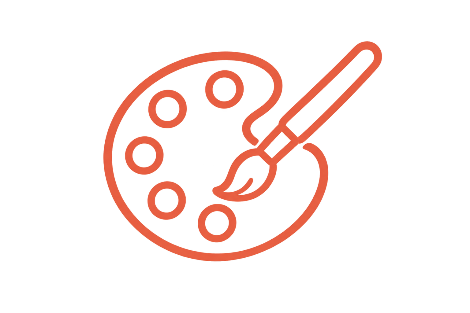 Neon-style icon of an artist's palette with a paintbrush.