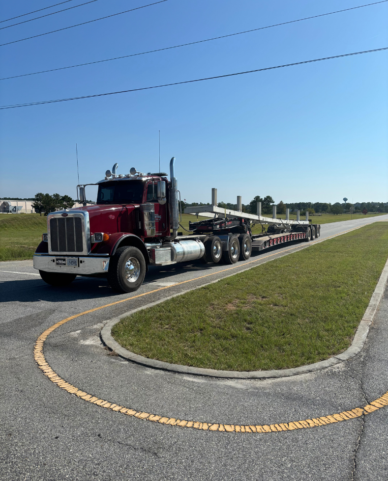 semi truck hauling equipment
