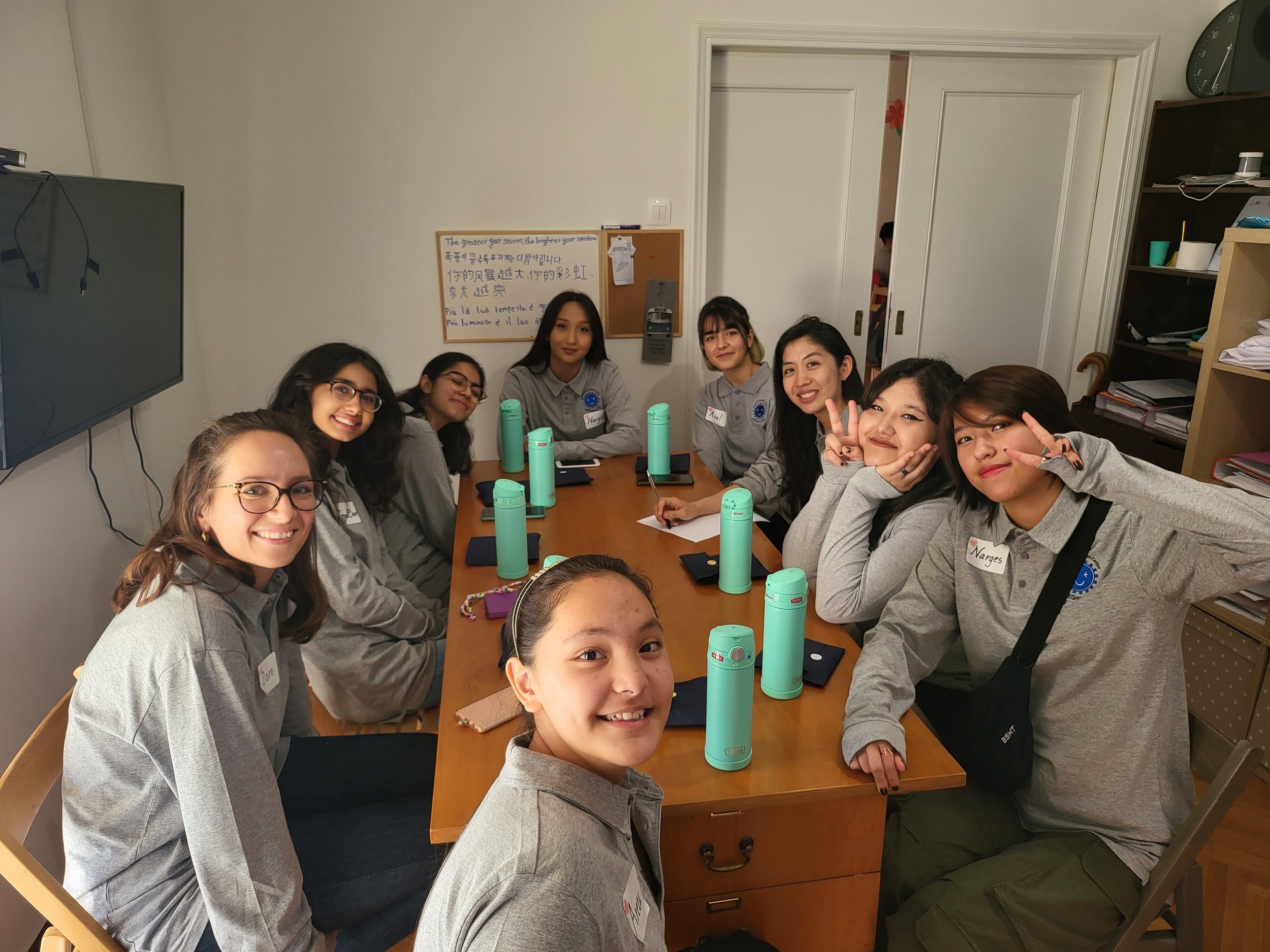 Young adult women participating in Bible study during the 2022 Family Vision Care ministry in Athens.