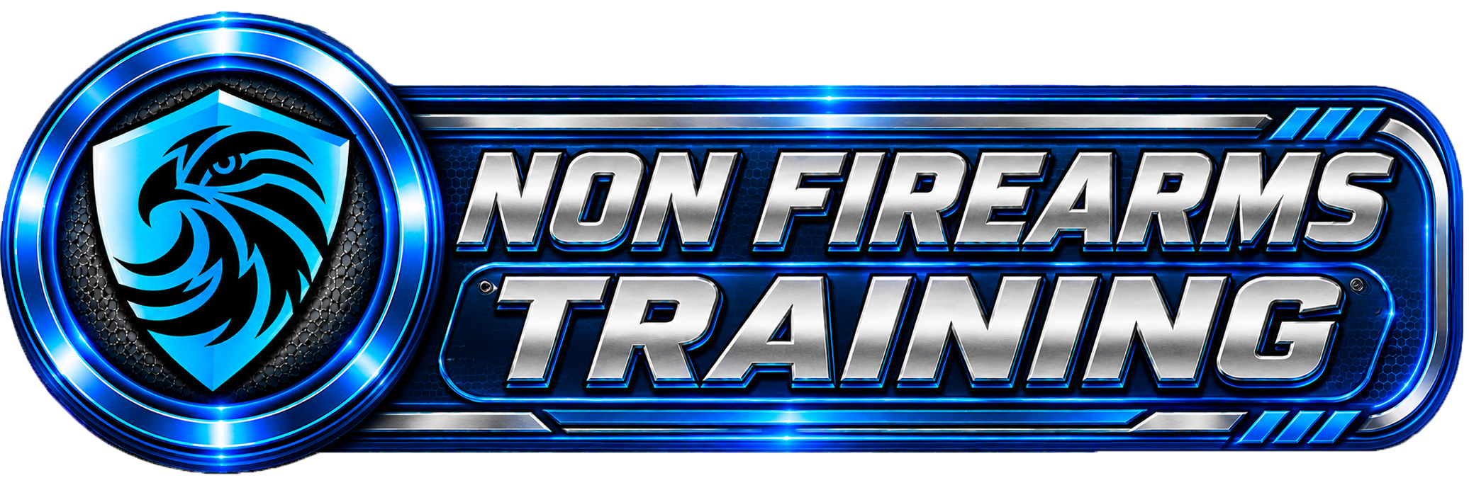 Logo for 'Non Firearms Training' with a blue and black shield featuring an eagle emblem.