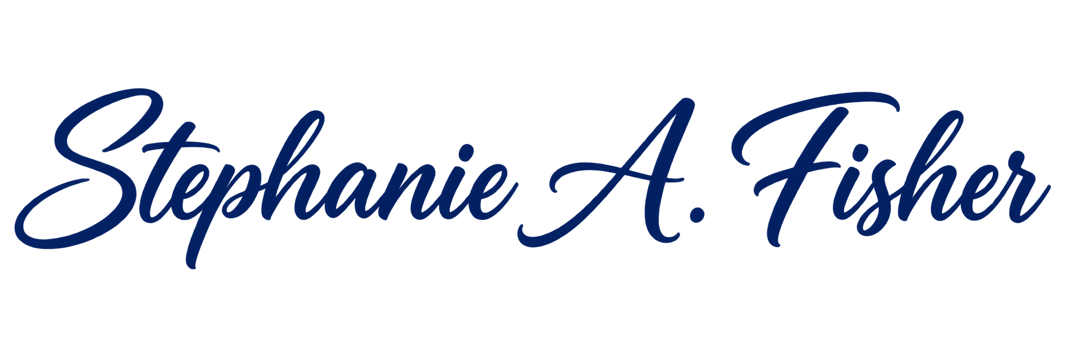 Stylized text reading 'Stephanie A. Fisher' in dark blue cursive font.