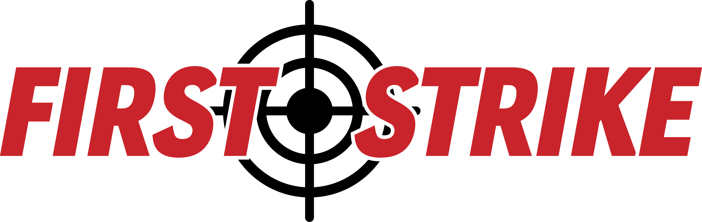 Text reading "First Strike" with a red and black color scheme.