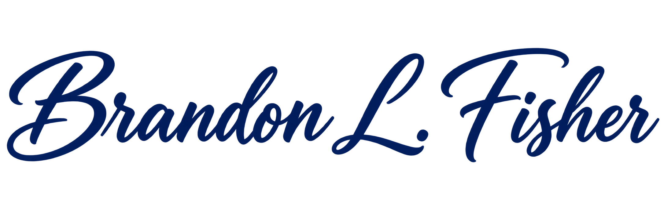 Signature style text that reads 'Brandon L. Fisher' in dark blue cursive font