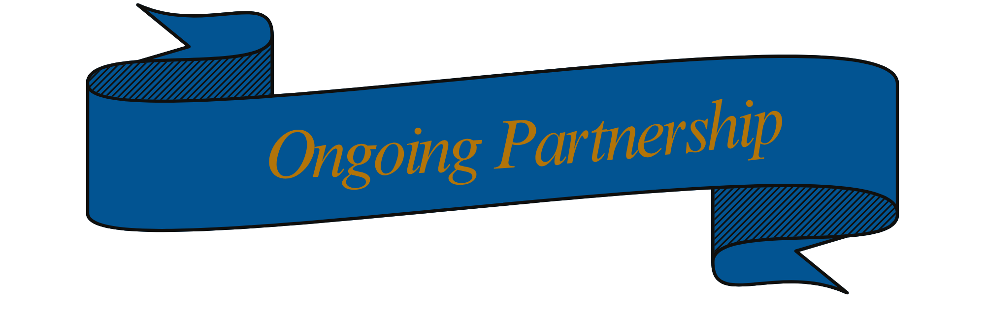 A blue ribbon banner with gold text that reads 'Ongoing Partnership'.