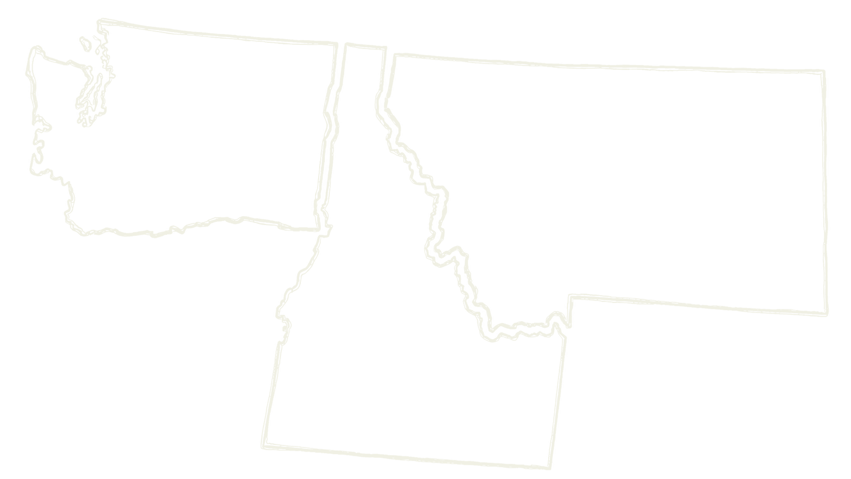 Outline map of Washington state with a fragmented or distorted border in white on a black background.