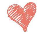 Drawn red heart.