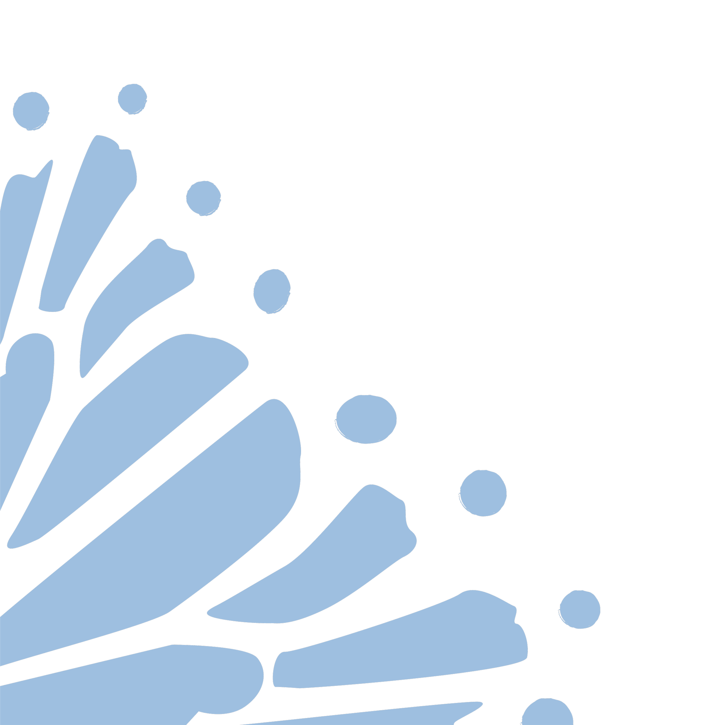 A stylized illustration of butterfly wings in light blue