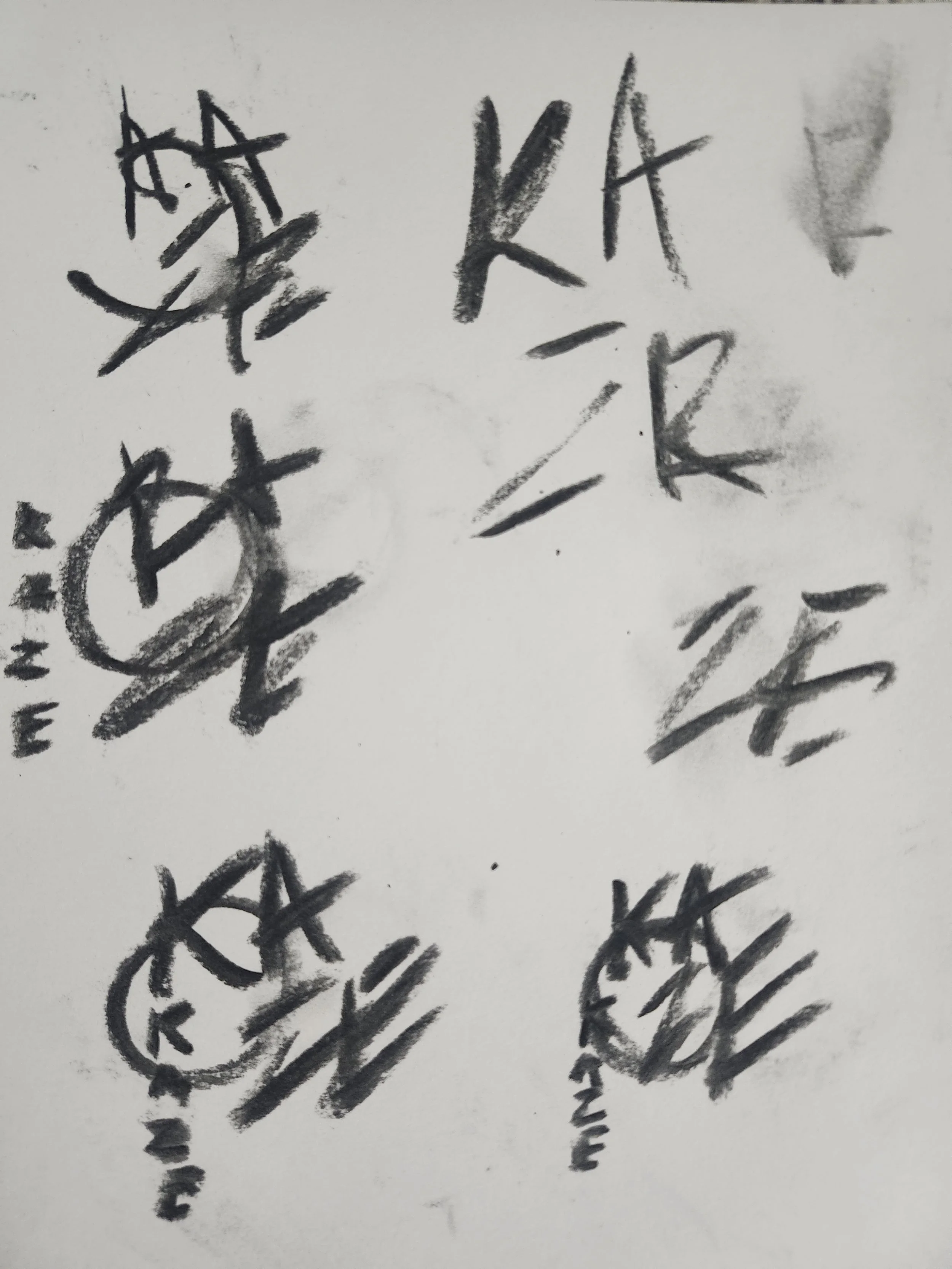 Handwritten notes in black ink on white paper, with the words 'KATA' and other partially visible words and symbols.
