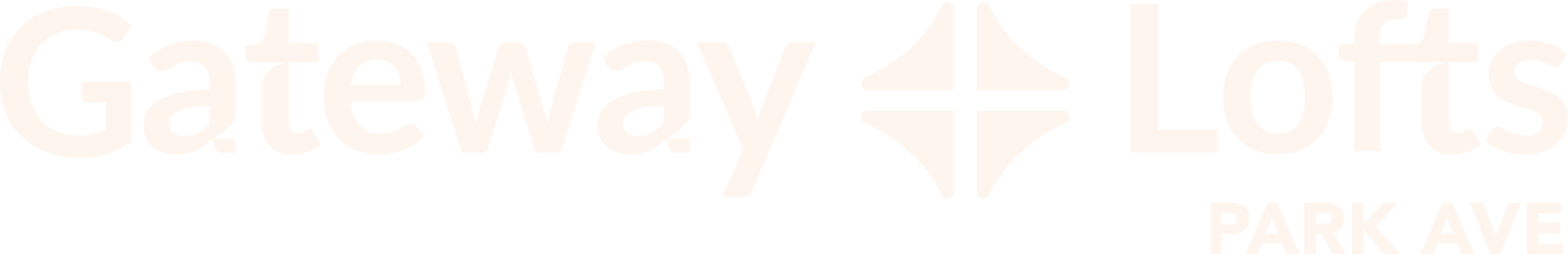 A stylized logo with the words "Gateway Lofts Park Ave" and an arrow symbol in the center.