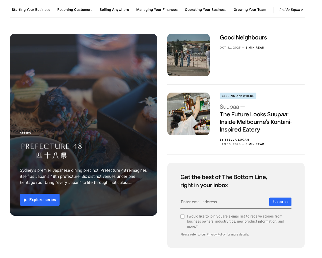 The Bottom Line homepage in Australia