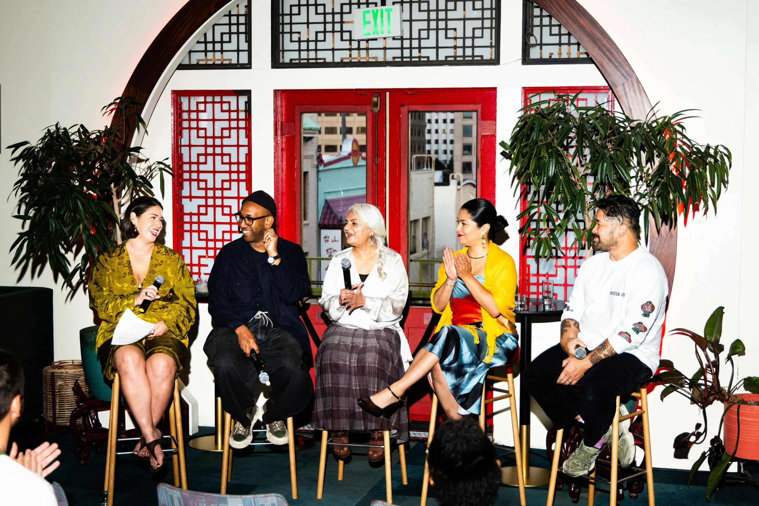 A panel of speakers at Moongate Lounge