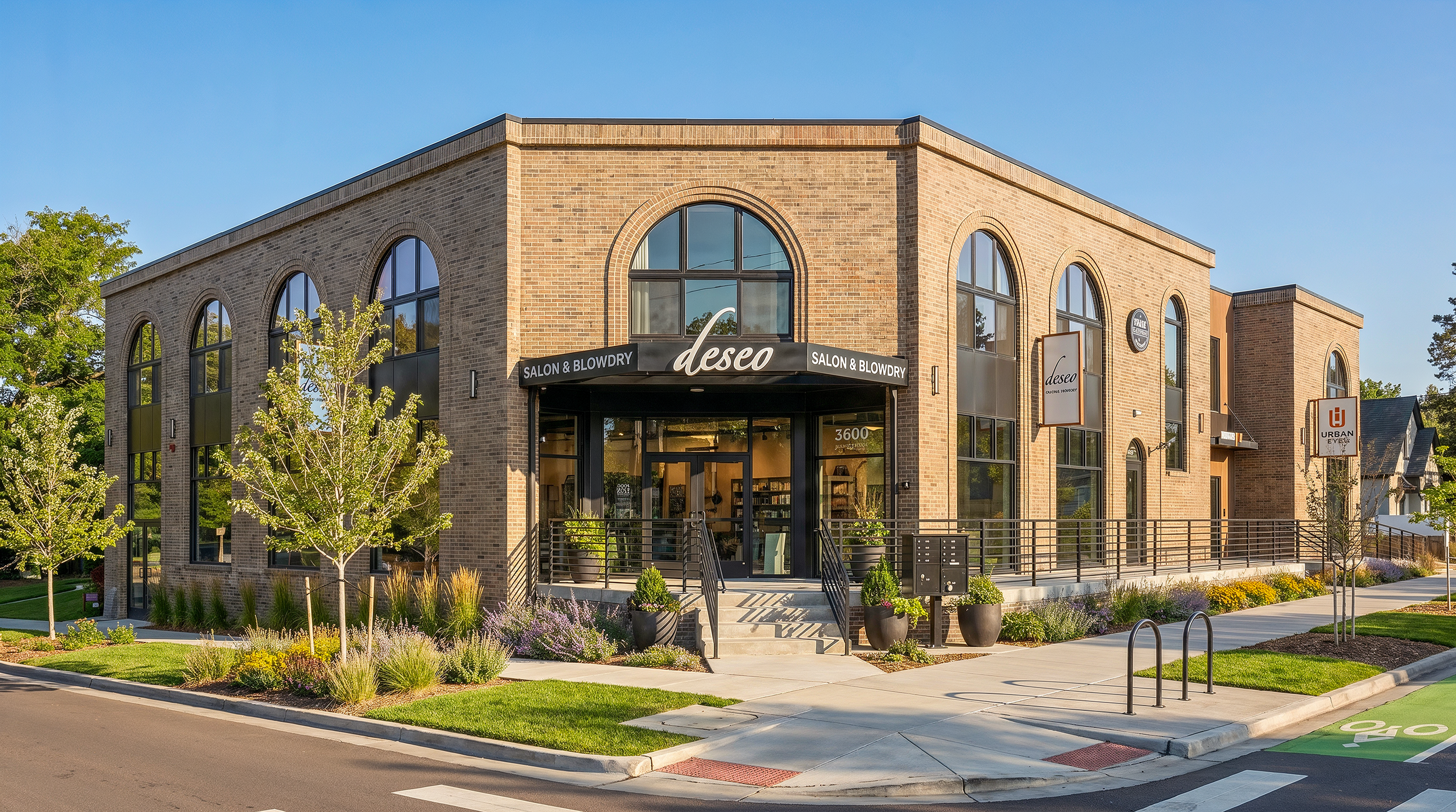 Corner elevation with ground-floor retail