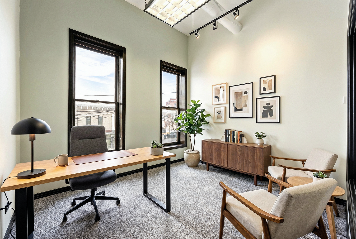 A private office with original windows