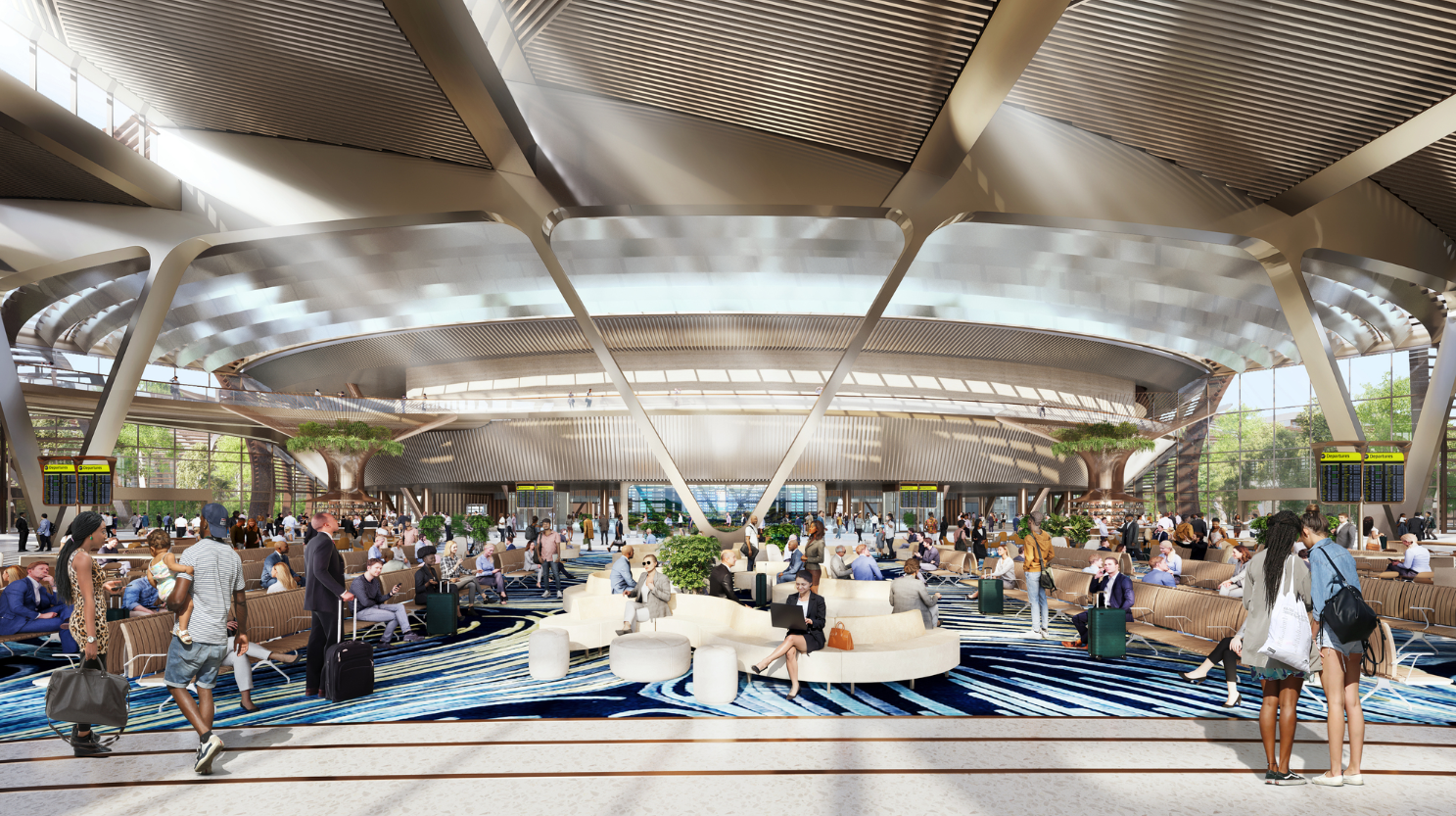 Passenger lounge and landscaped interior at Bishoftu International Airport Ethiopia