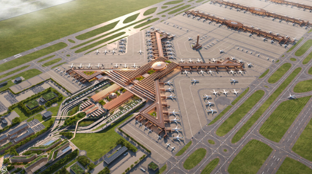 Exterior of the planned Bishoftu International Airport terminal near Addis Ababa Ethiopia