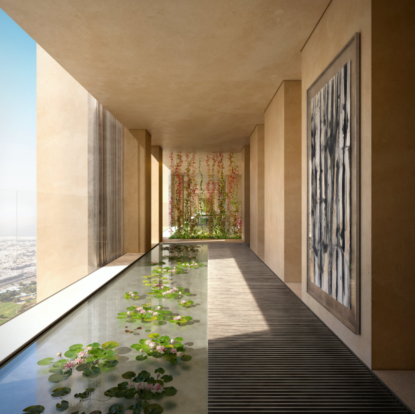 Muraba Veil residence with water garden greenery and views across Dubai