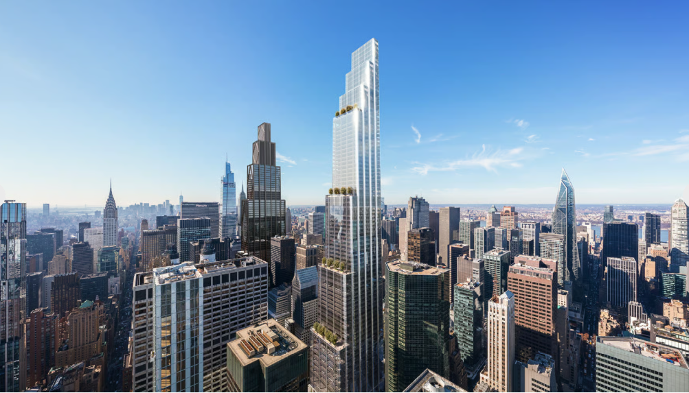 Rendering of the 350 Park Avenue skyscraper rising above Midtown Manhattan