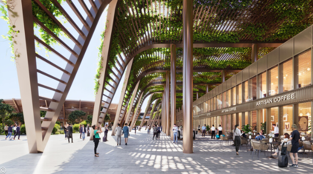 Bishoftu International Airport interior garden and passenger courtyard