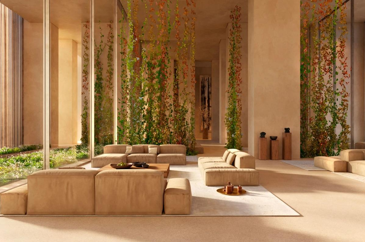 Muraba Veil luxury interior with hanging gardens inspired by Arabian courtyard homes