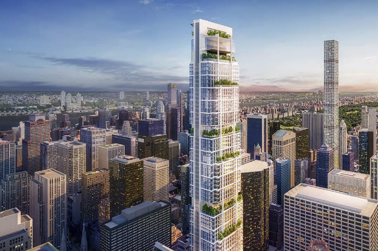 Stepped glass façade and terraces of the proposed 350 Park Avenue skyscraper