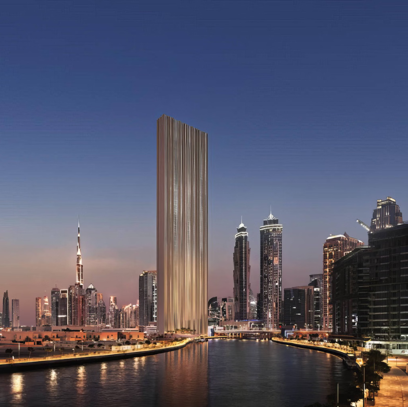 Muraba Veil ultra-thin skyscraper rising above the Dubai skyline