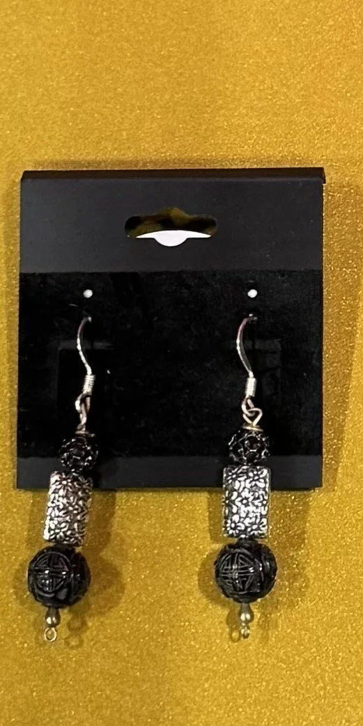 Textured Ball Earrings made with Natural Gemstones and Sterling Silver