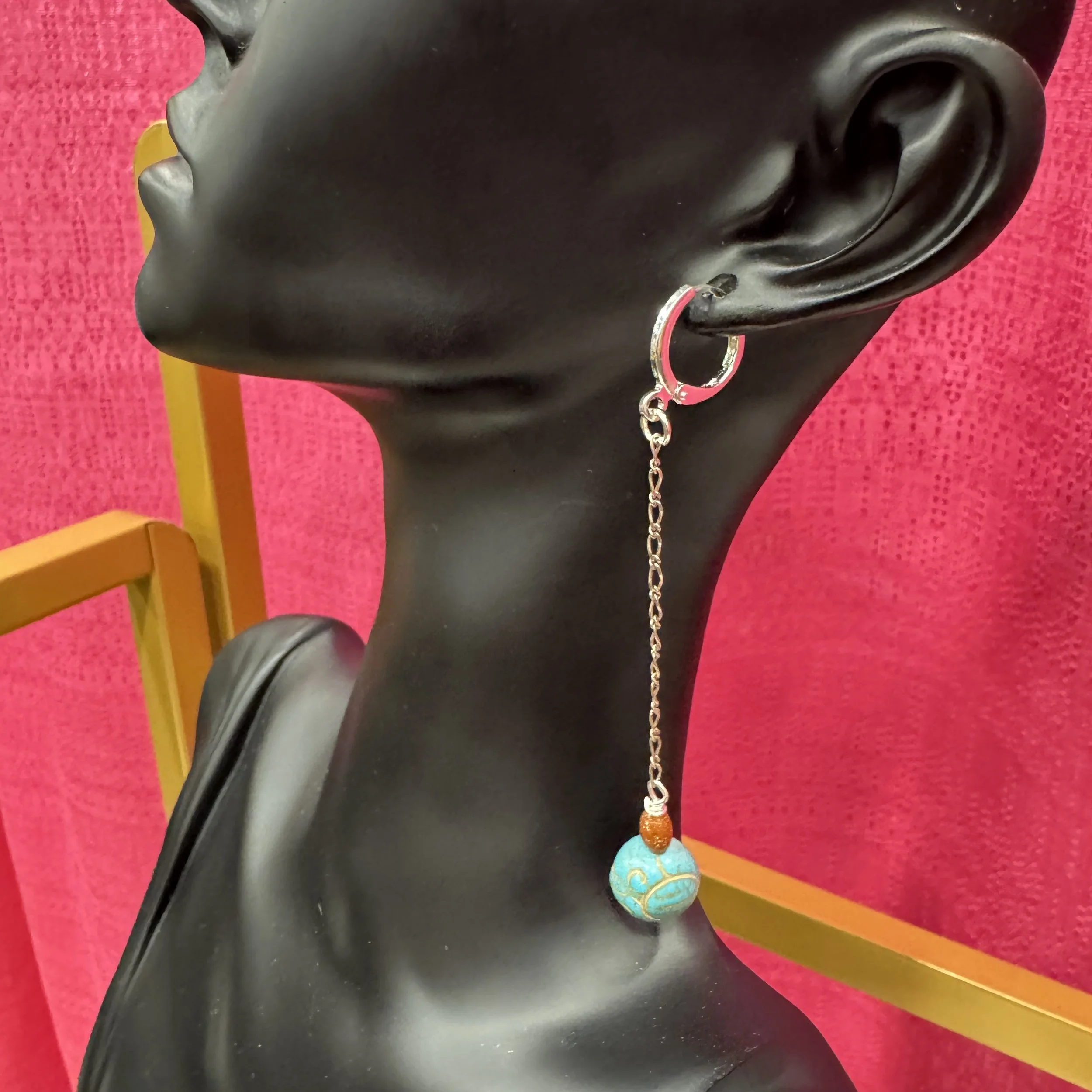 Turquoise Globes with Sterling Silver links