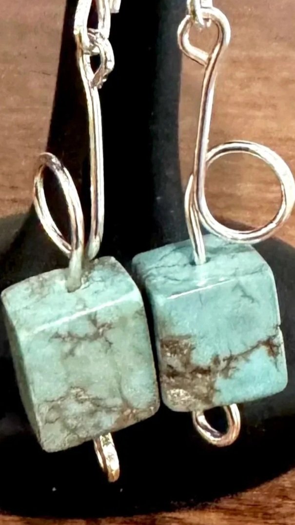 African Turquoise Cubed Earrings