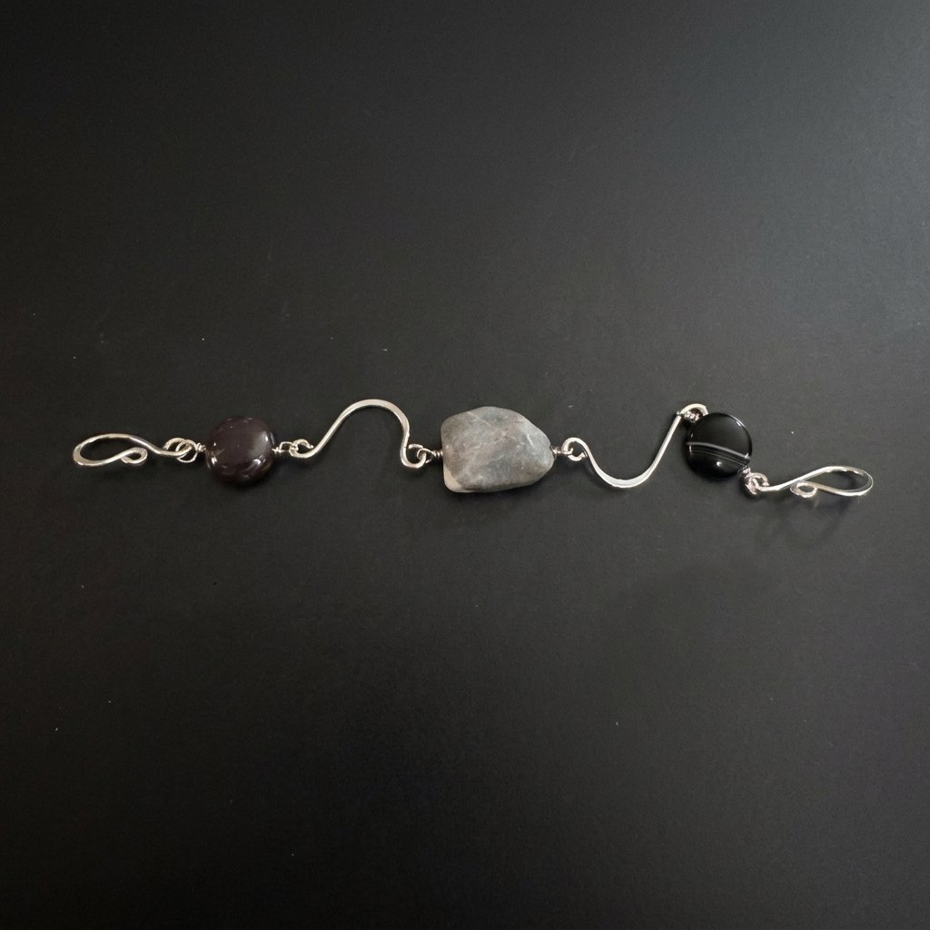 One-of-a-kind Jasper Gemstones and Sterling Silver Bracelet