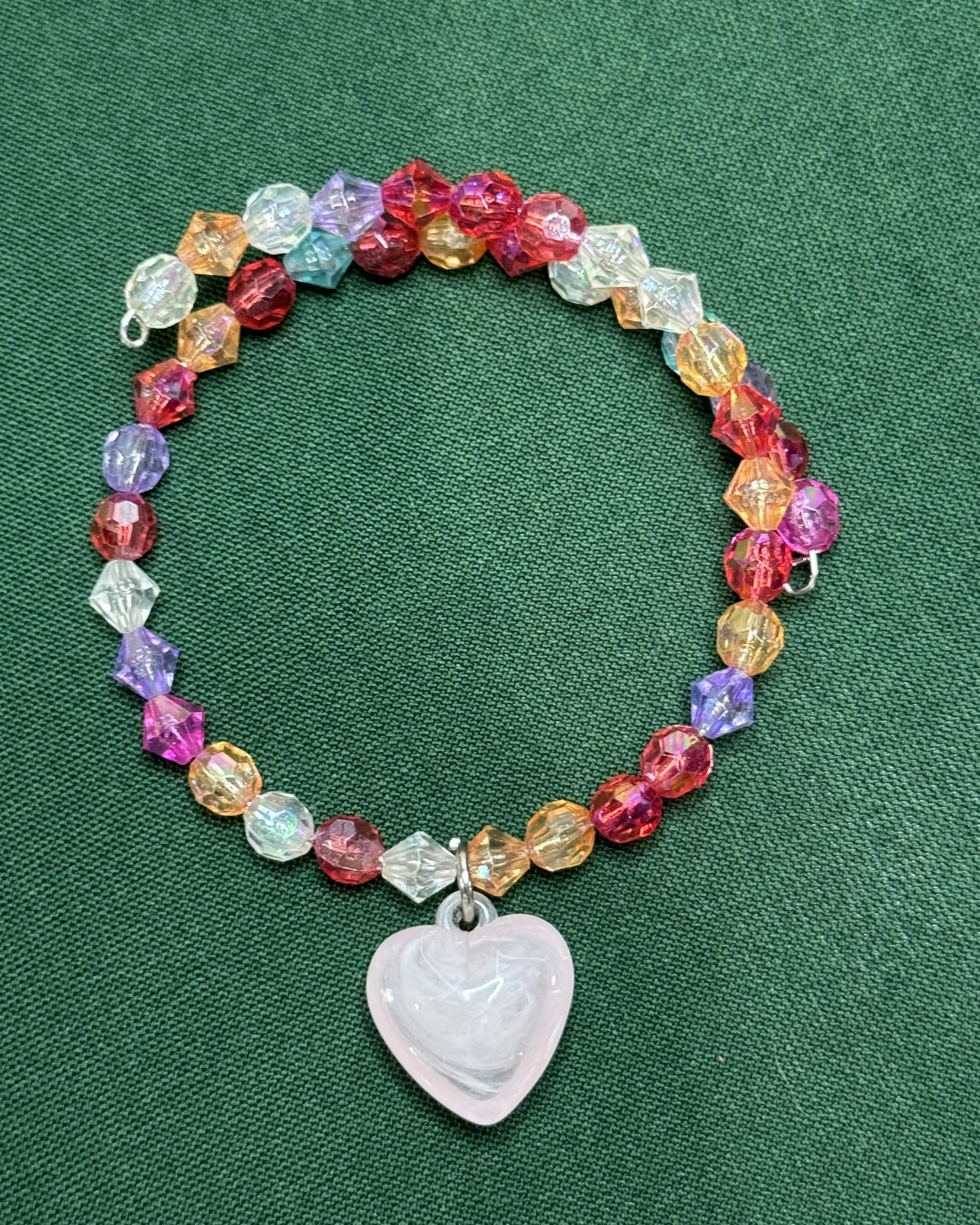 Multicolored Pale Pink Heart Bracelet