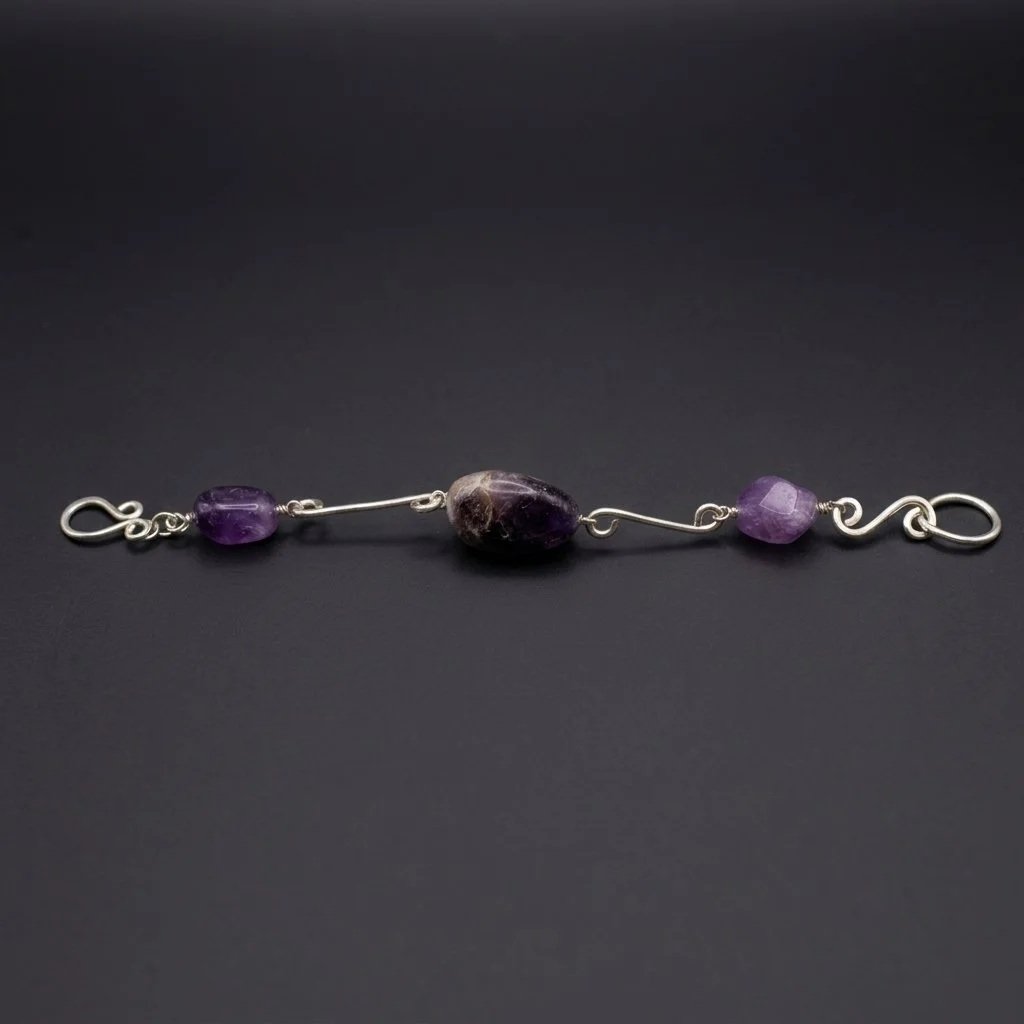 Hues of Purple in Amethyst Crystal Bracelet with Sterling Silver