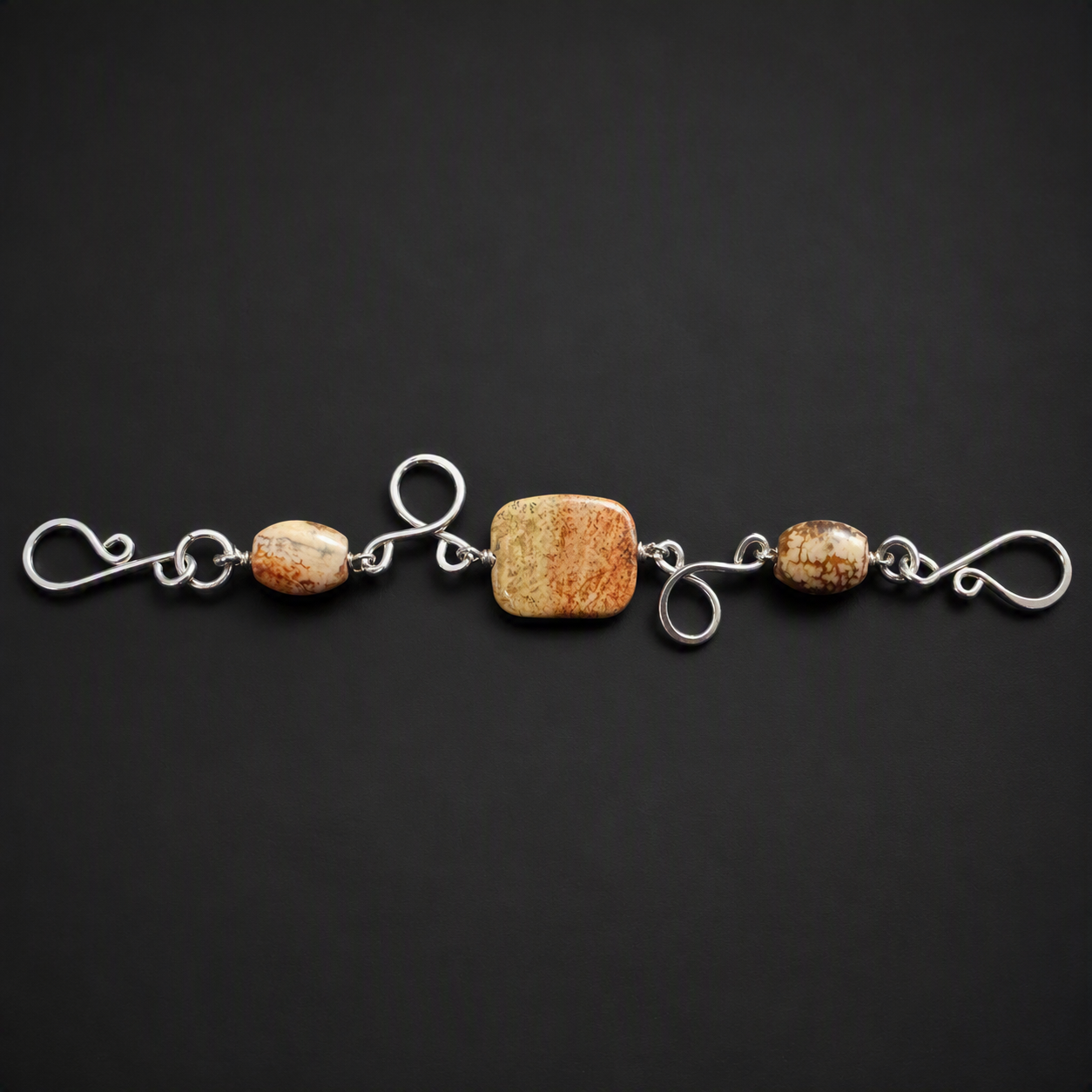 Butterscotch Jasper Quartz Gemstones with Sterling Silver Bracelet