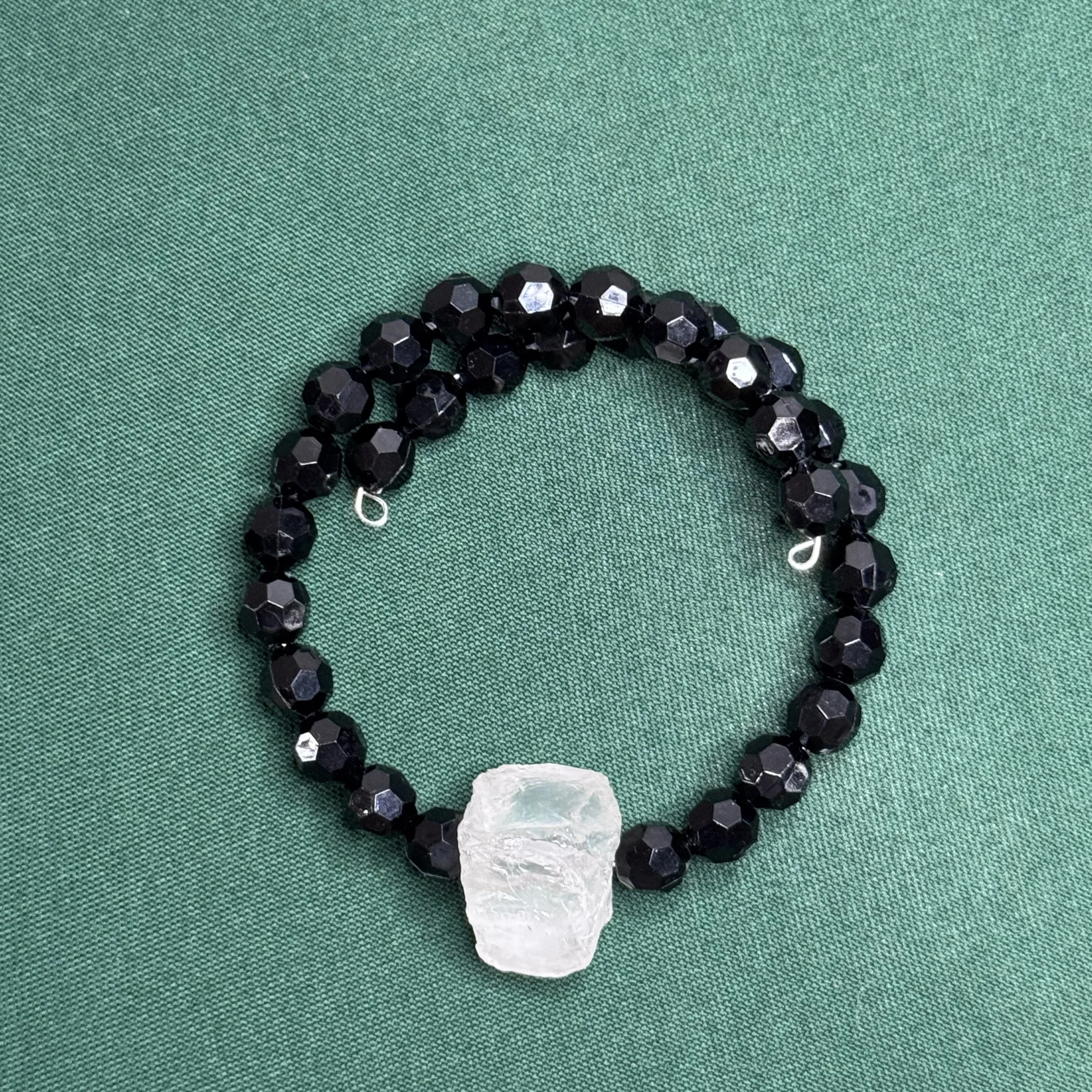 Black Bracelet with Center Jewelry Glass Piece