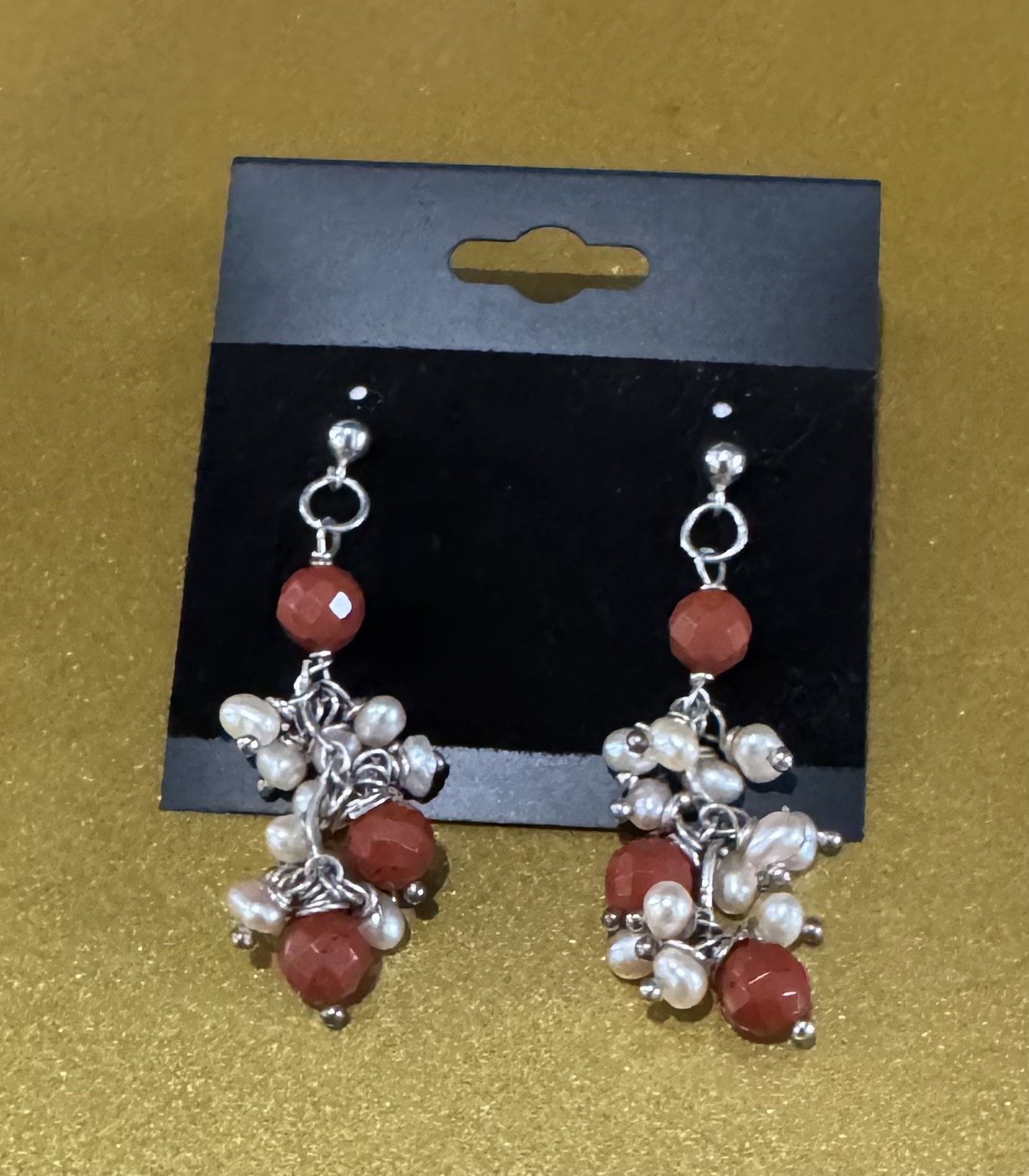 Carnelian and Mother-of-Pearl Earrings