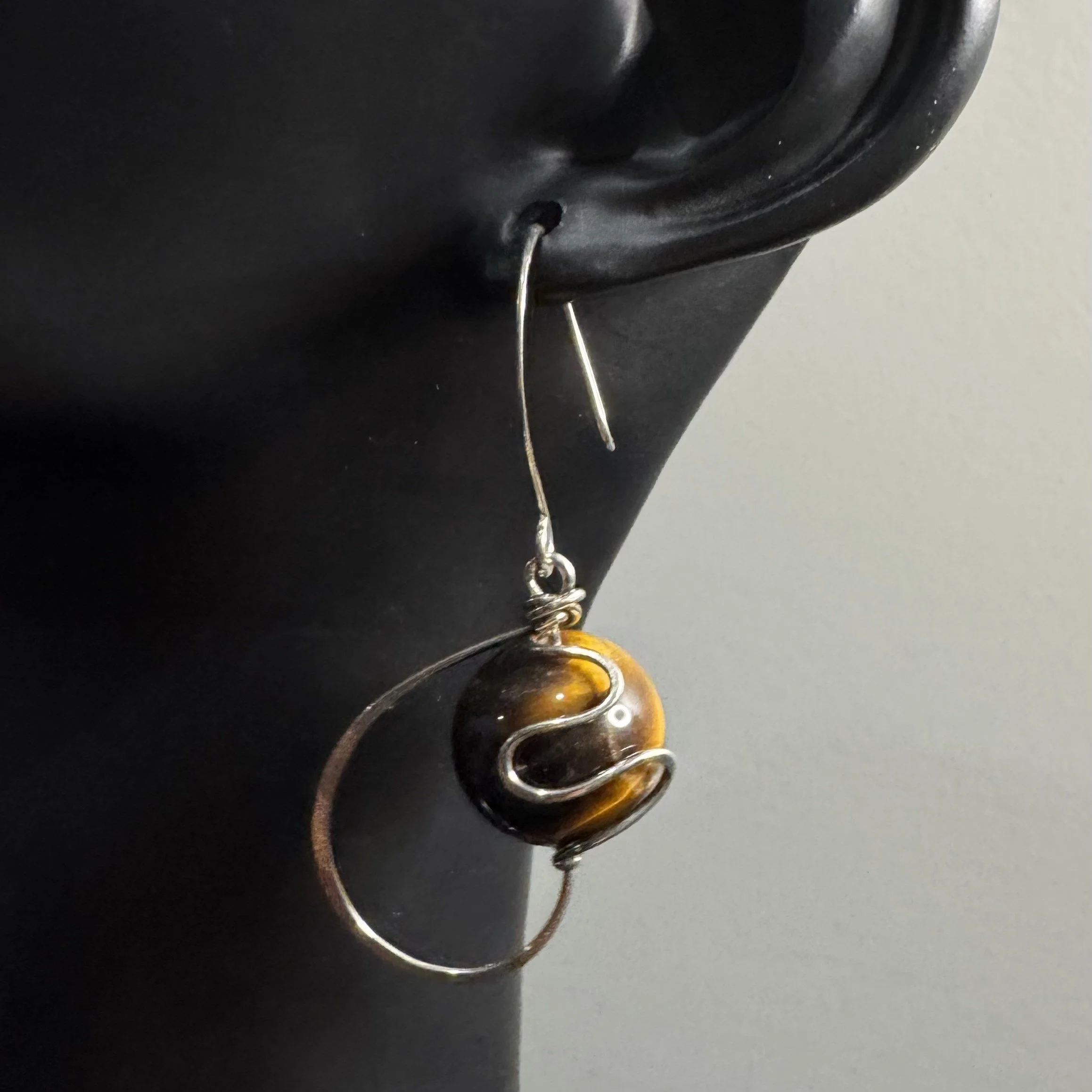 Faceted Cut Tiger Eye w/Sterling Silver Orb