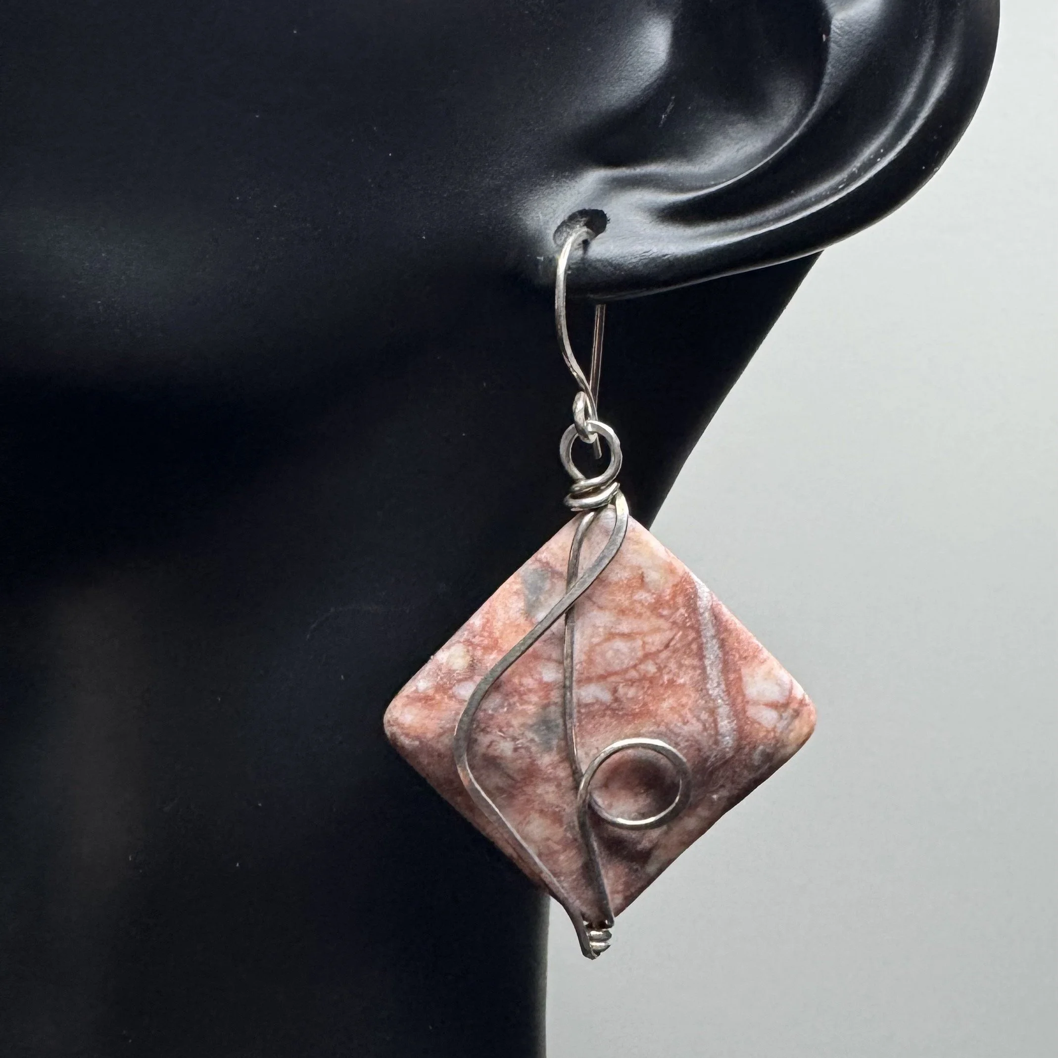 Unpolished Jasper in Shades of Brown with Sterling Silver Wrapping