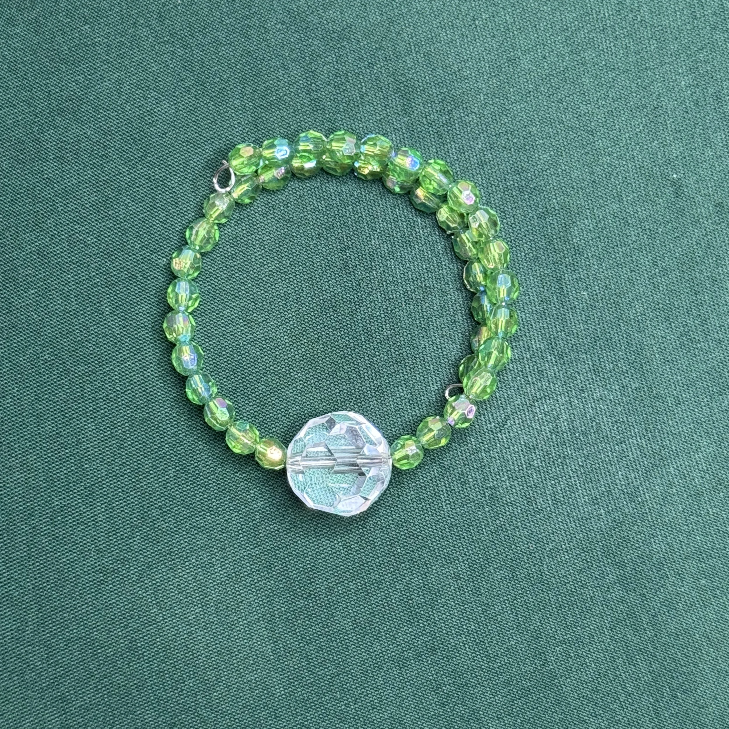 Light Green Wrap Bracelet with Rock/Stone Center